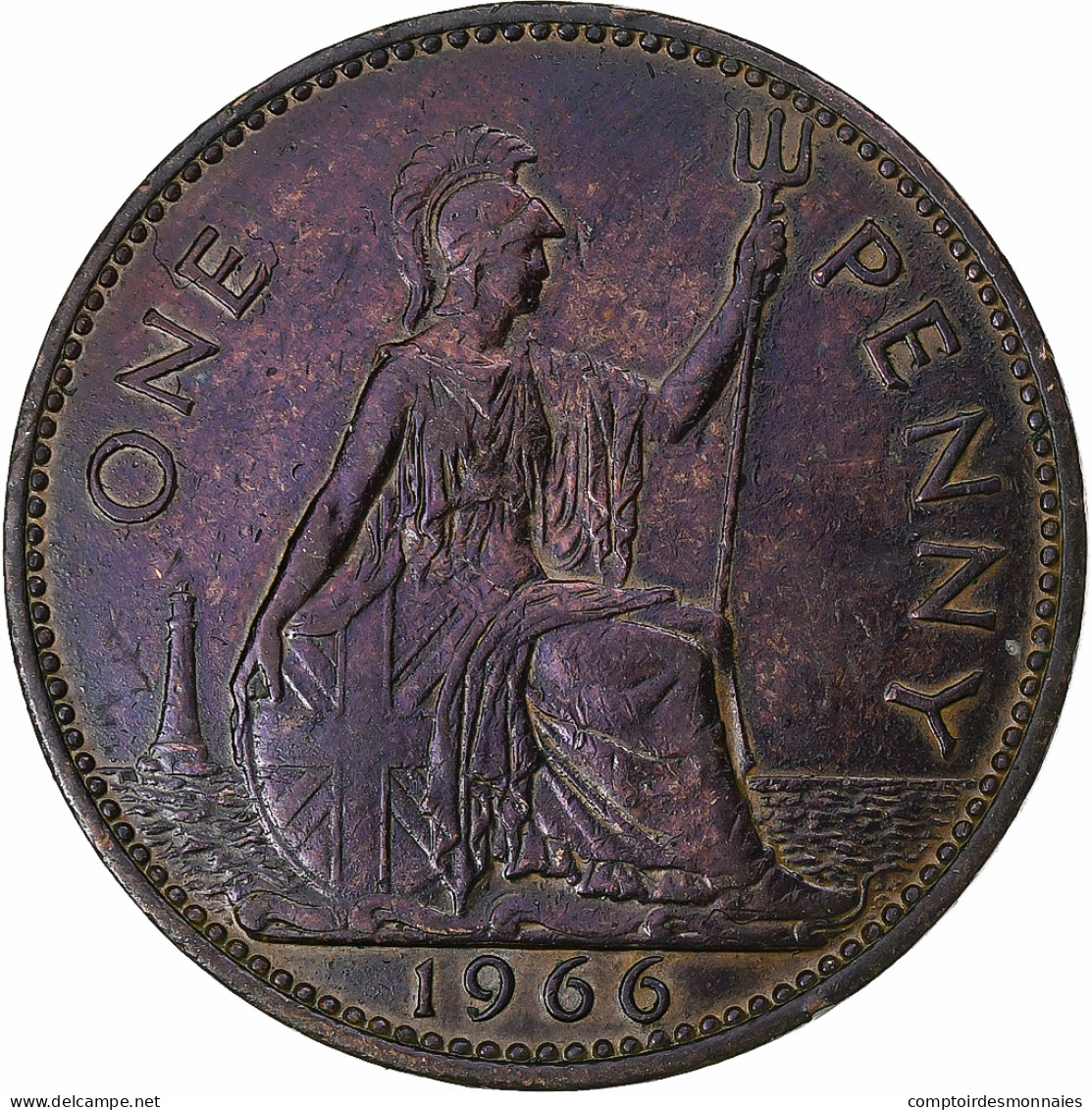 Grande-Bretagne, Elizabeth II, Penny, 1966, Bronze, TB, KM:897 - D. 1 Penny