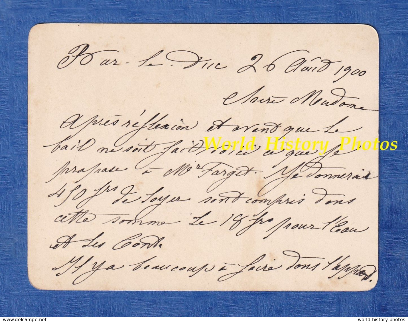 Carte Ancienne - BAR LE DUC ( Meuse ) - 26 Aout 1900 - Envoi à Monsieur & Mme FORGET - Signature à Identifier - Manuscritos