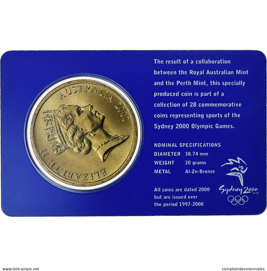 Australie, Elizabeth II, 5 Dollars, XXVII Olympics, Sydney - Athletics 1/28 - 5 Dollars
