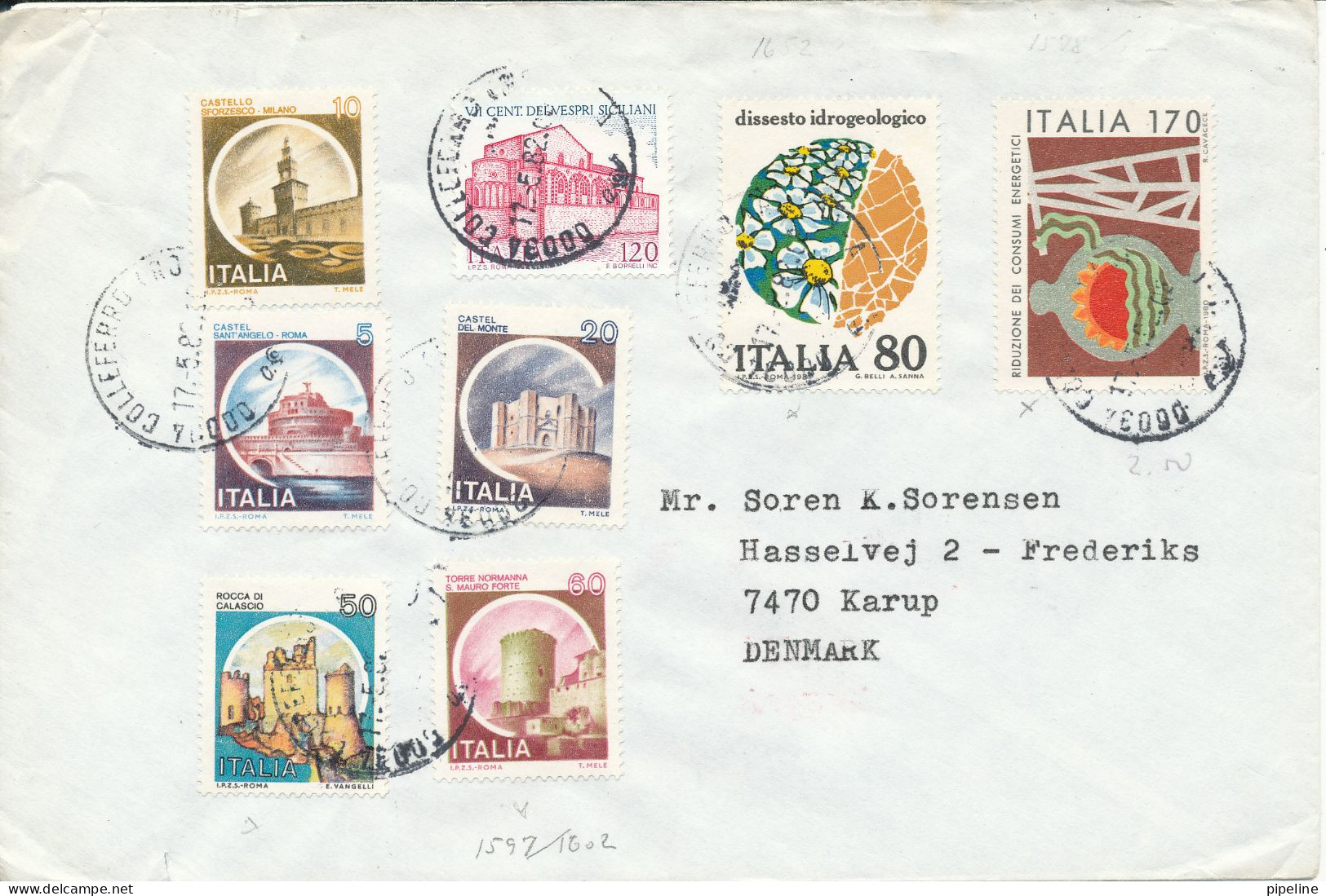 Italy Cover Sent To Denmark Segni Rome 17-5-1982 Topic Stamps - 1981-90: Marcophilia
