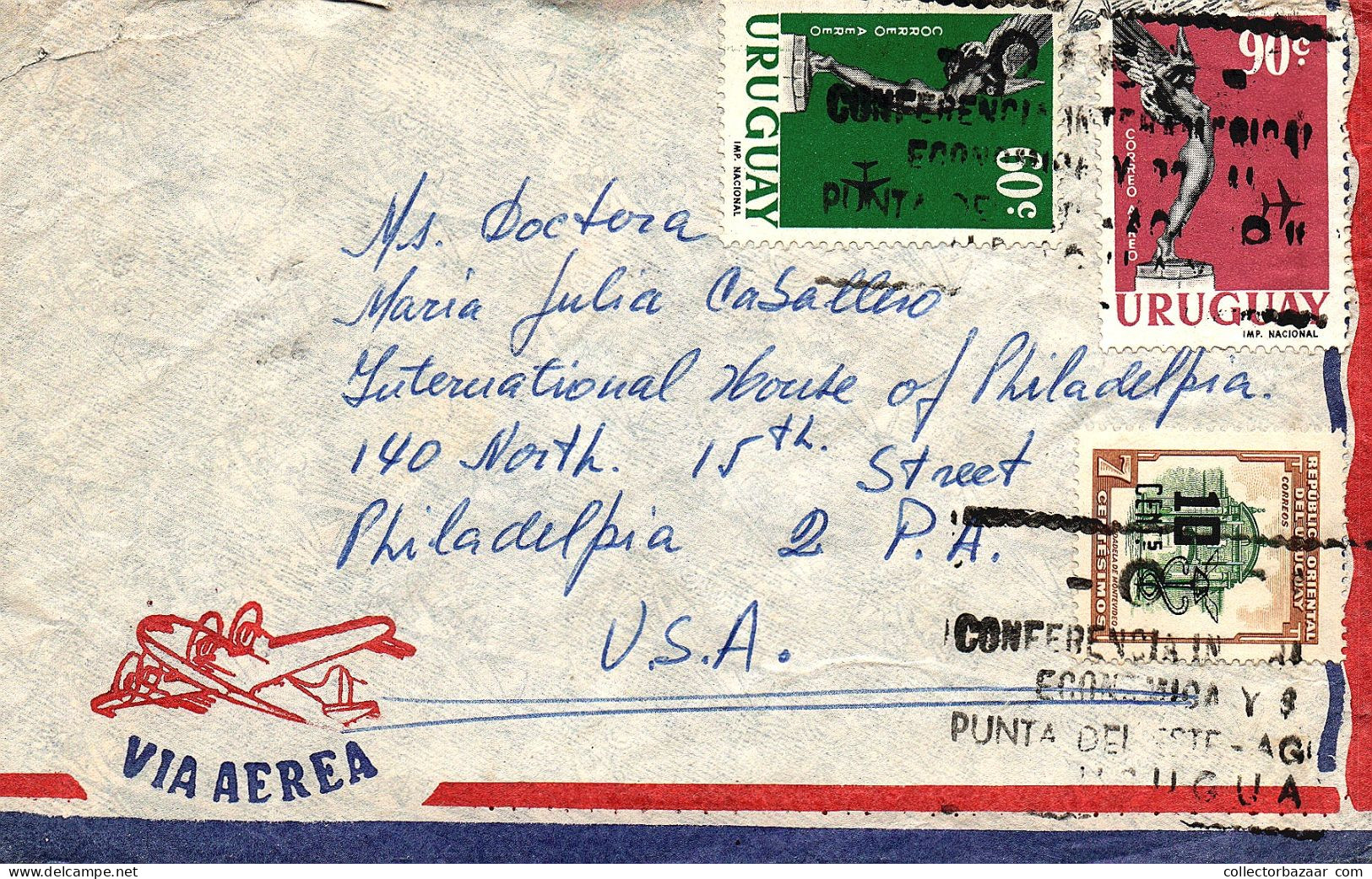 1961 Uruguay Airmail Cover Unusual CIES Economic & Social International Conference Cancel Punta Del Este Che Guevara - Uruguay