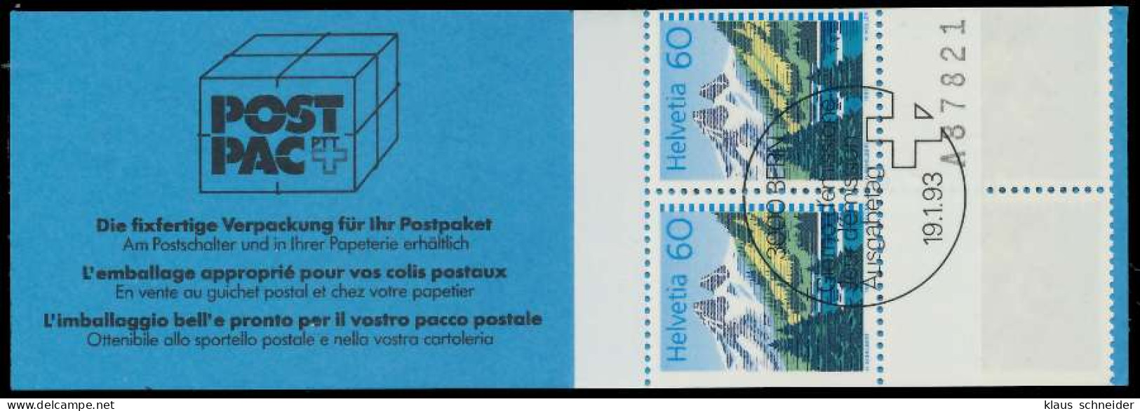 SCHWEIZ MARKENHEFT Nr MH 0-094 ESST S5758BE - Postzegelboekjes