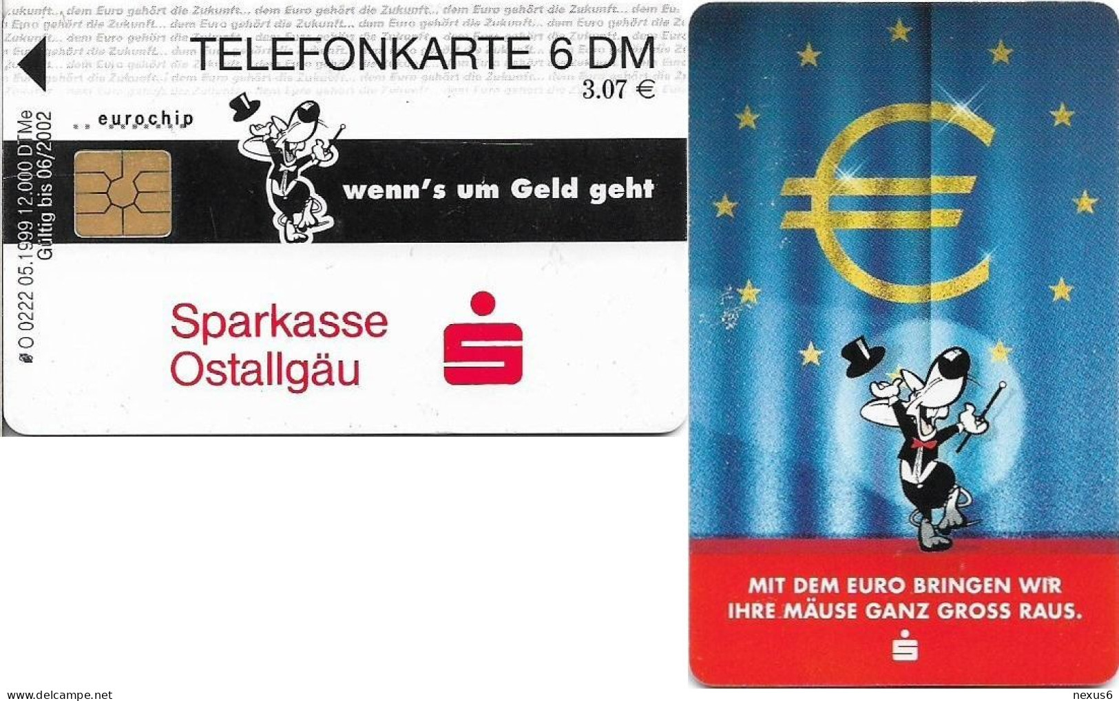 Germany - Sparkasse - Mit Dem Euro (Overprint 'Sparkasse Ostallgäu') - O 0222 - 05.1999, 6DM, Used - O-Series : Series Clientes Excluidos Servicio De Colección