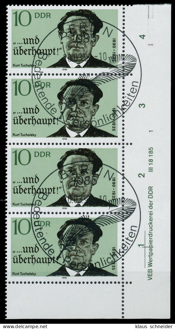 DDR 1990 Nr 3321 DV ESST Zentrisch Gestempelt 3ER STR ECKE-U X04B55A - Oblitérés