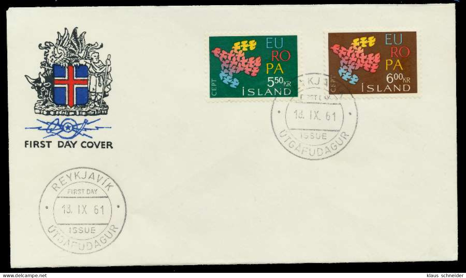 ISLAND 1961 Nr 354-355 BRIEF FDC X08950A - Covers & Documents