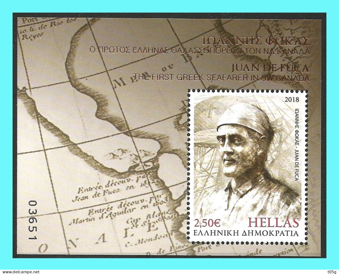 GREECE- GRECE- HELLAS 2018: Mini Sheet MNH** Ioannis Fokas – The First Greek Seafarer In SW CANADA - Neufs