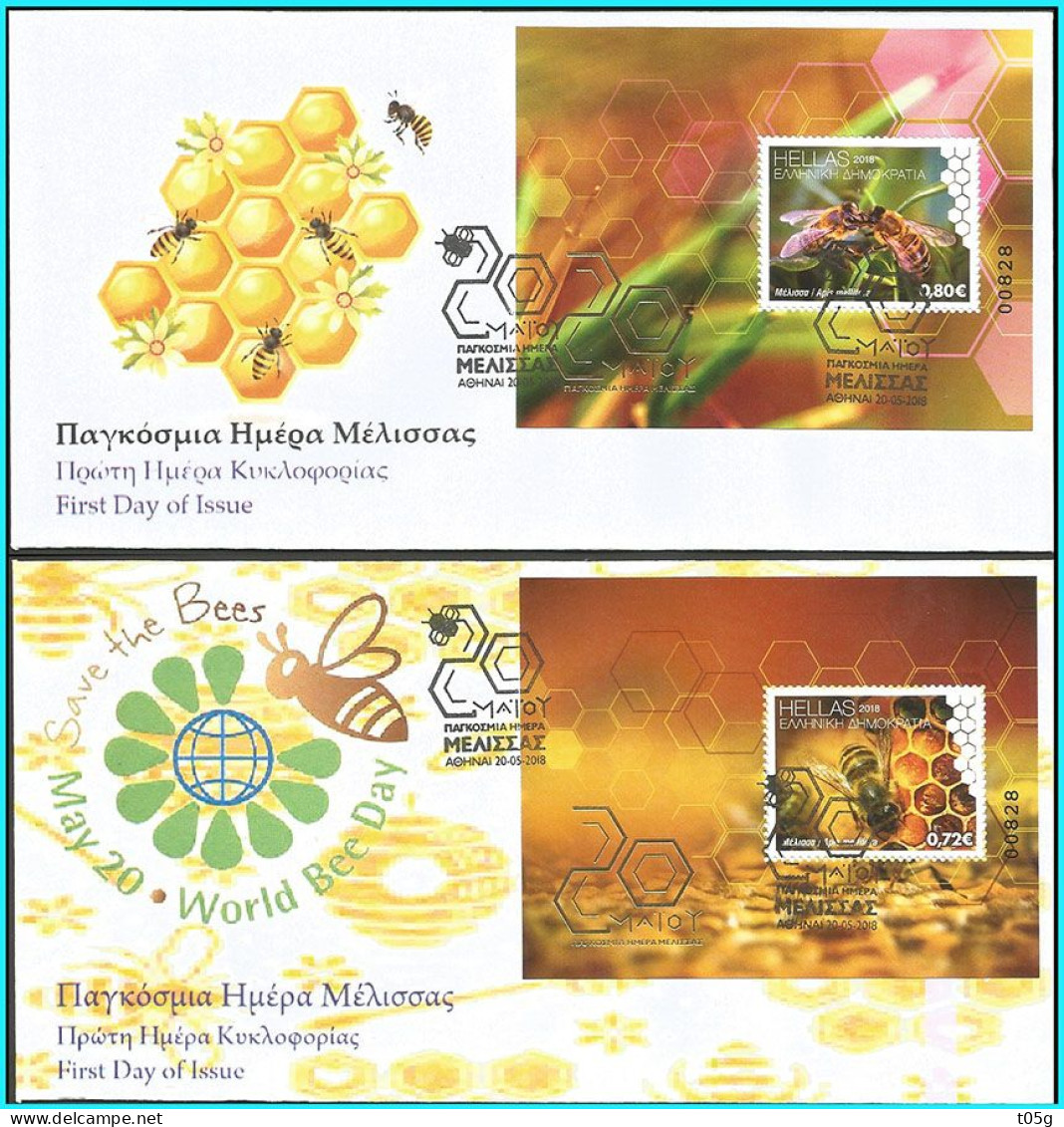 GREECE- GRECE- HELLAS 2018: FDC 20.05.2018 With MIimiature Sheet)  World Bee Day - FDC