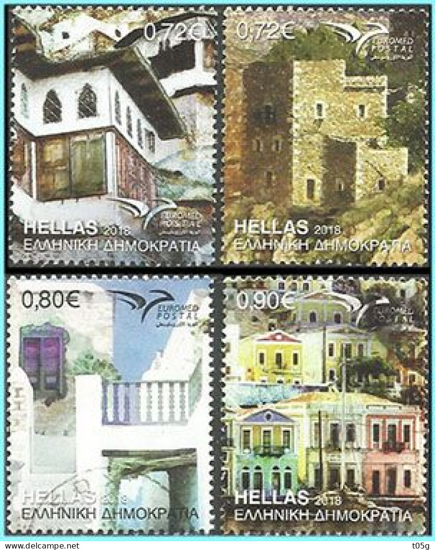 GREECE- GRECE - HELLAS 2018 : EUROMED Houses Compl Set Used - Used Stamps