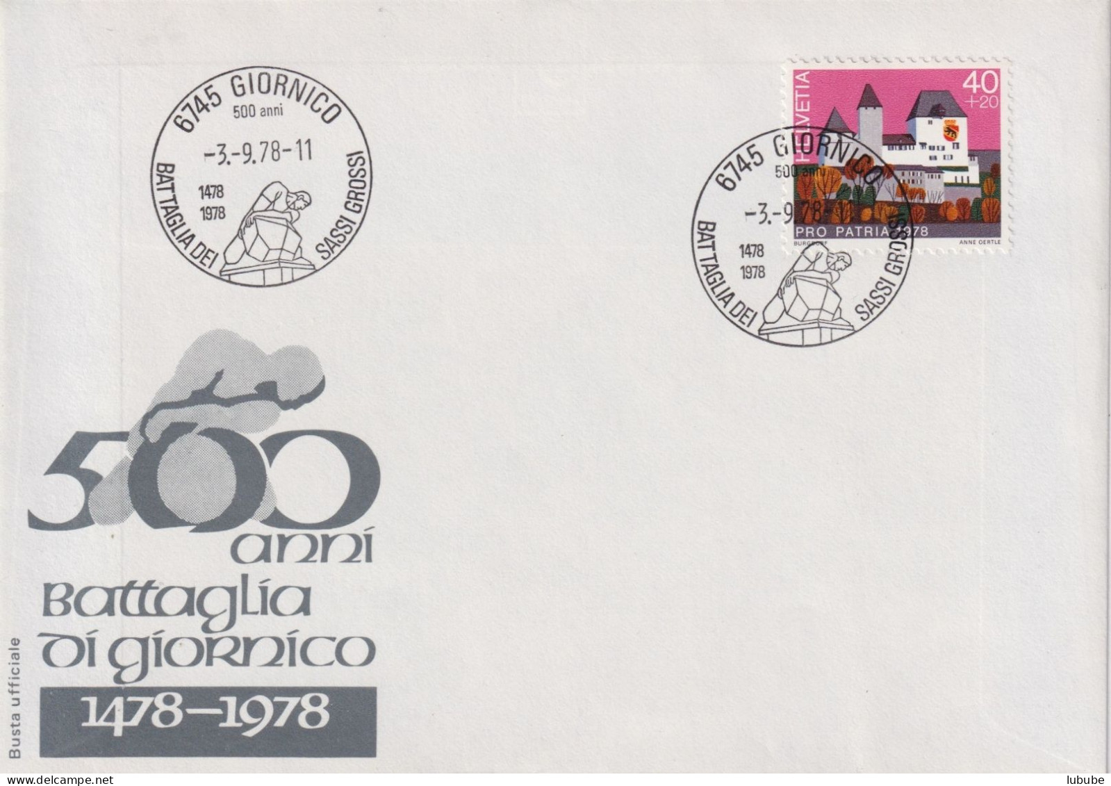 Sonderstempel  "500 Anni Battaglia Di Giornico"        1978 - Covers & Documents