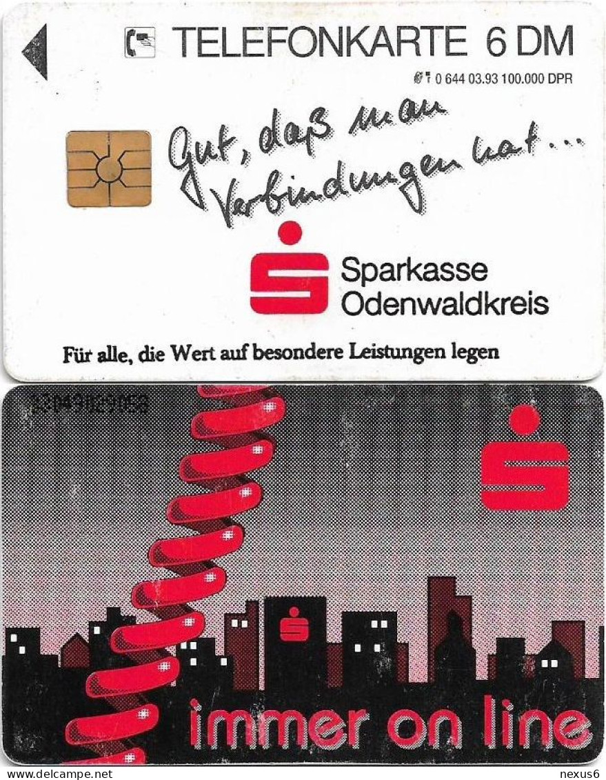 Germany - Sparkasse Buildings (Overpint 'Sparkasse Odenwaldkreis') - O 0644 - 03.1993, 6DM, Used - O-Series: Kundenserie Vom Sammlerservice Ausgeschlossen