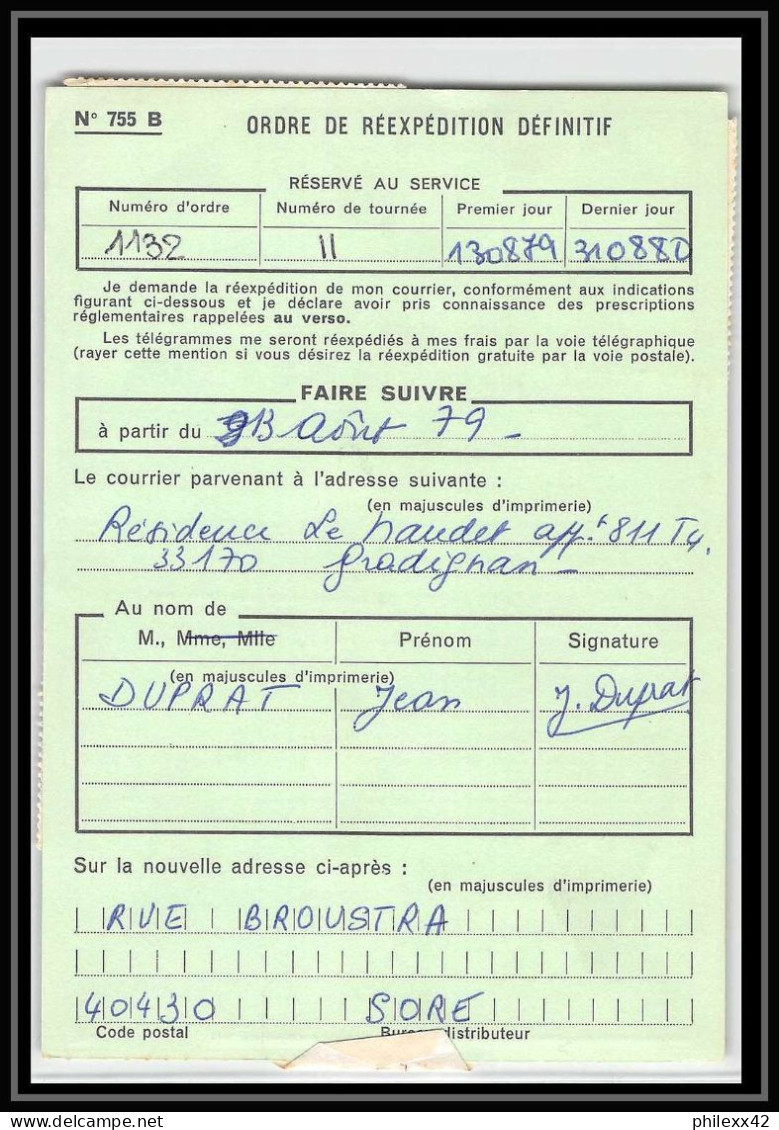 50537 Top Affranchissement Gradignan Gironde 1938 Fontenay Abbaye Church Distributeur Ordre Reexpedition Definitif - Brieven En Documenten