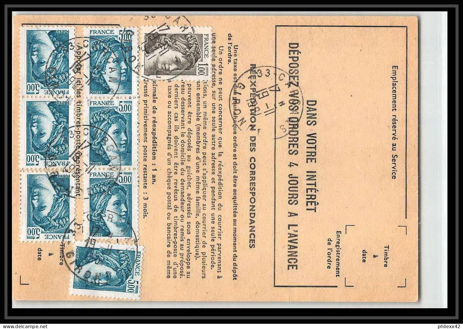 50472 Carcans Gironde Sabine 2123 Ordre Reexpedition Temporaire France - Storia Postale