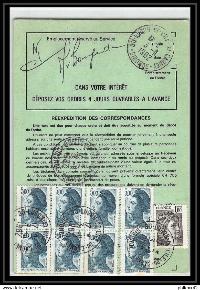 50447 Lugon Et L Ile Du Carney Gironde Liberté Ordre De Reexpedition Definitif France - Brieven En Documenten