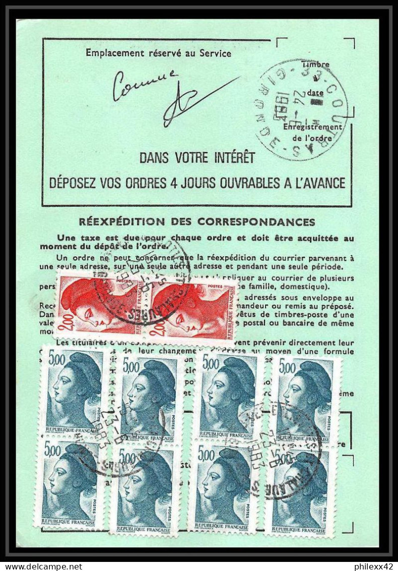 50425 Coutras Gironde Liberté Ordre De Reexpedition Definitif France - Storia Postale