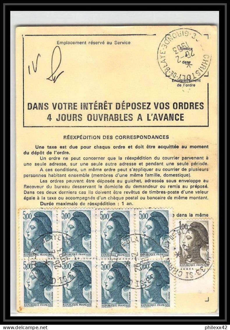 50418 St Christoly De Blaye Gironde Liberté Ordre Reexpedition Temporaire France - 1982-1990 Liberty Of Gandon