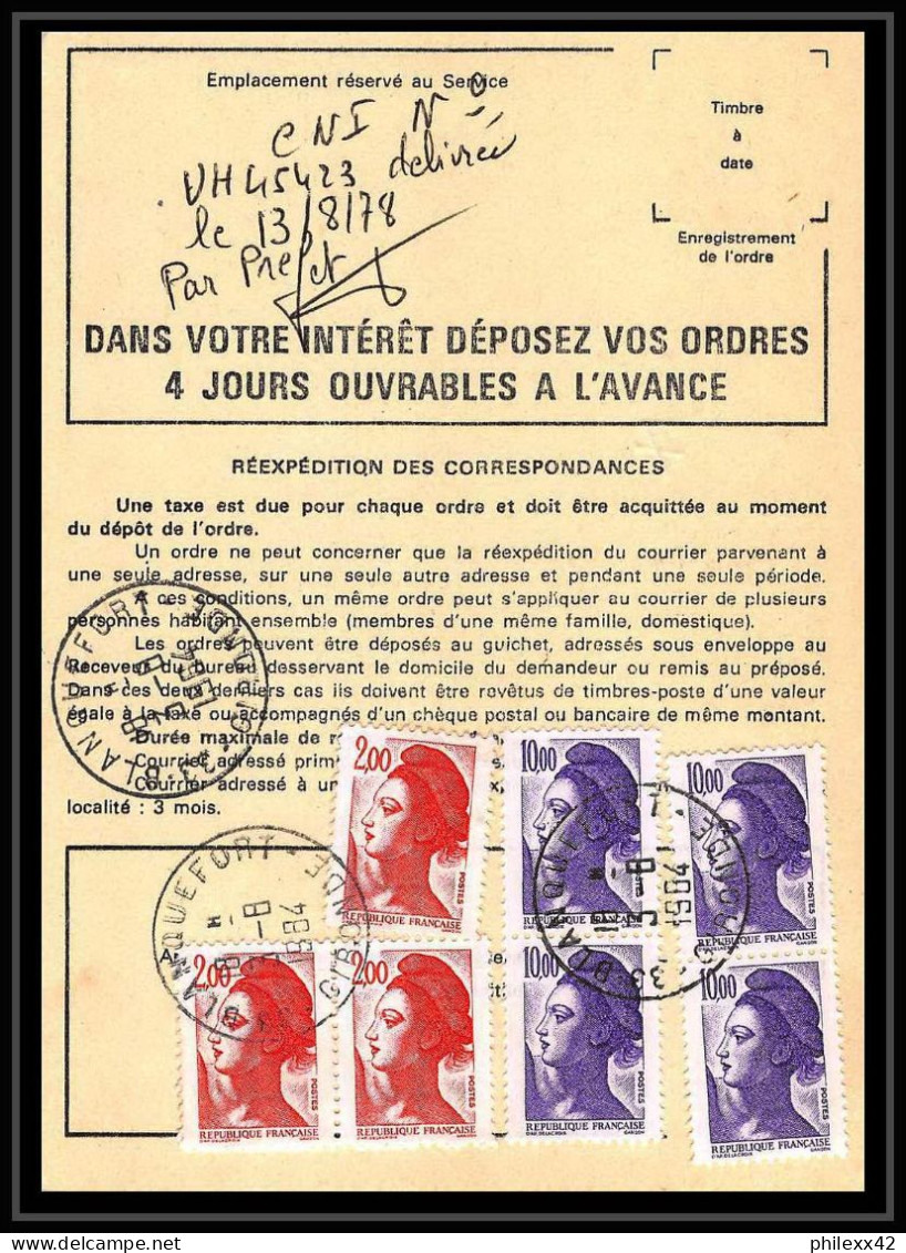 50386 Blanquefort Gironde Liberté Ordre Reexpedition Temporaire France - 1982-1990 Vrijheid Van Gandon