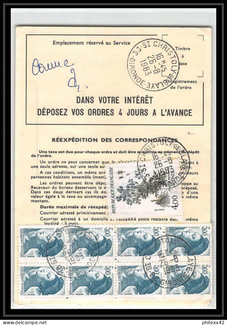 50379 St Christoly De Blaye Gironde Liberté Ordre Reexpedition Temporaire France - 1982-1990 Vrijheid Van Gandon