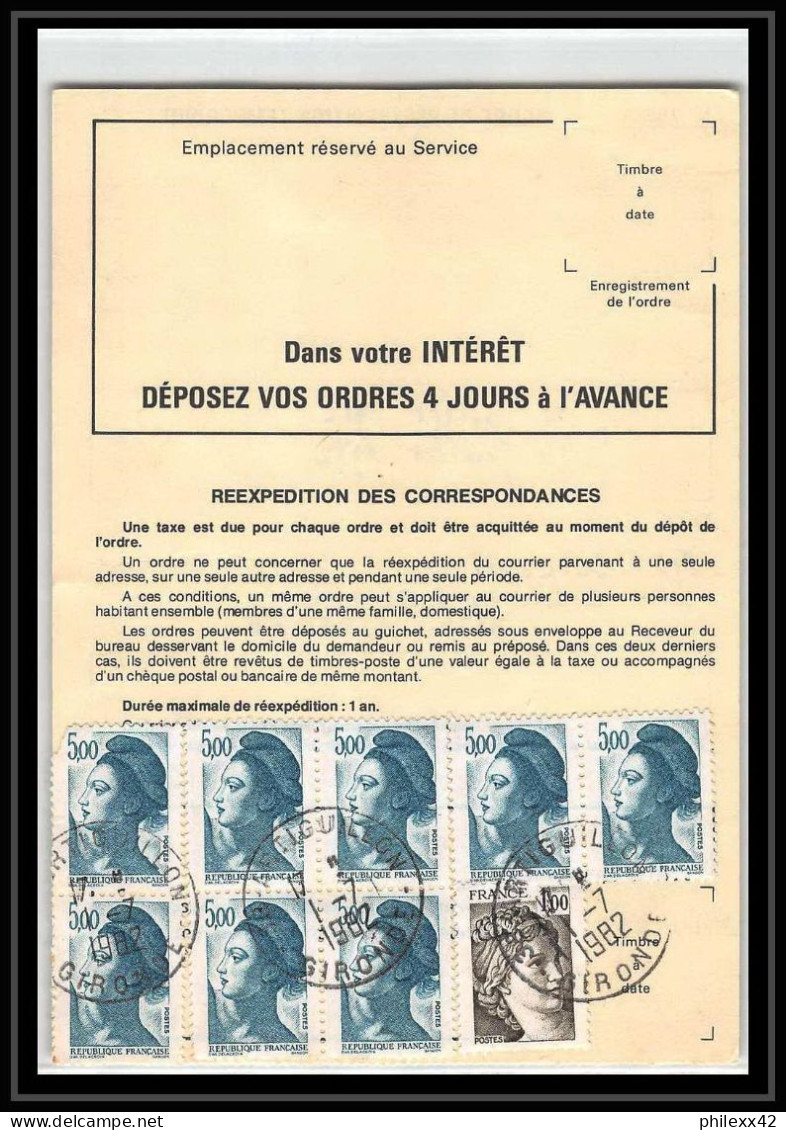 50374 Artiguillon Gironde Liberté Ordre Reexpedition Temporaire France - 1982-1990 Liberté De Gandon