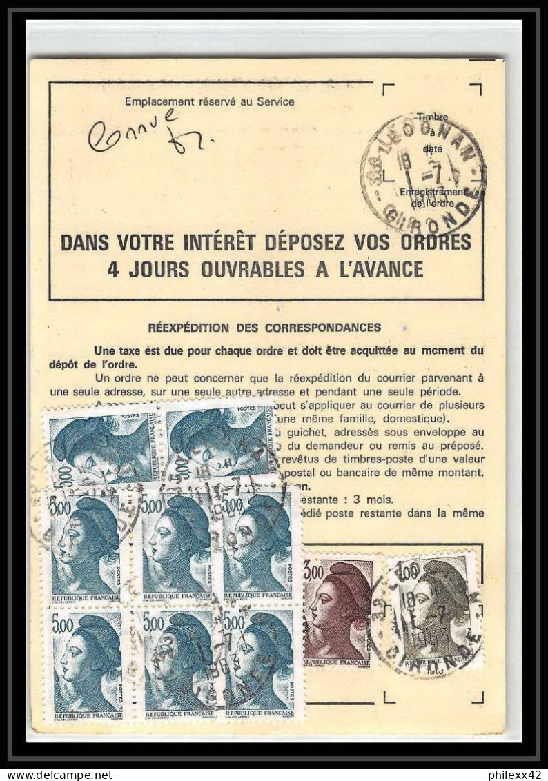 50371 Léognan Gironde Liberté Ordre Reexpedition Temporaire France - 1982-1990 Vrijheid Van Gandon