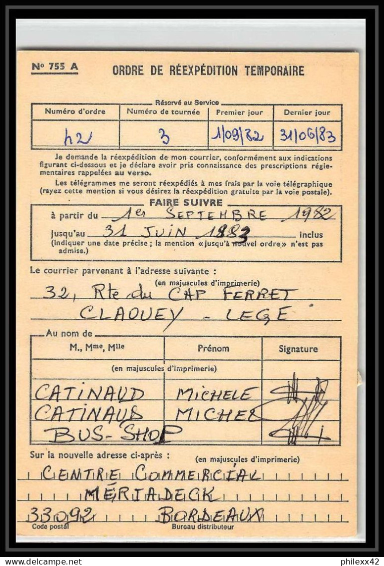 50375 Cap Ferret Gironde Liberté Ordre Reexpedition Temporaire France - 1982-1990 Vrijheid Van Gandon