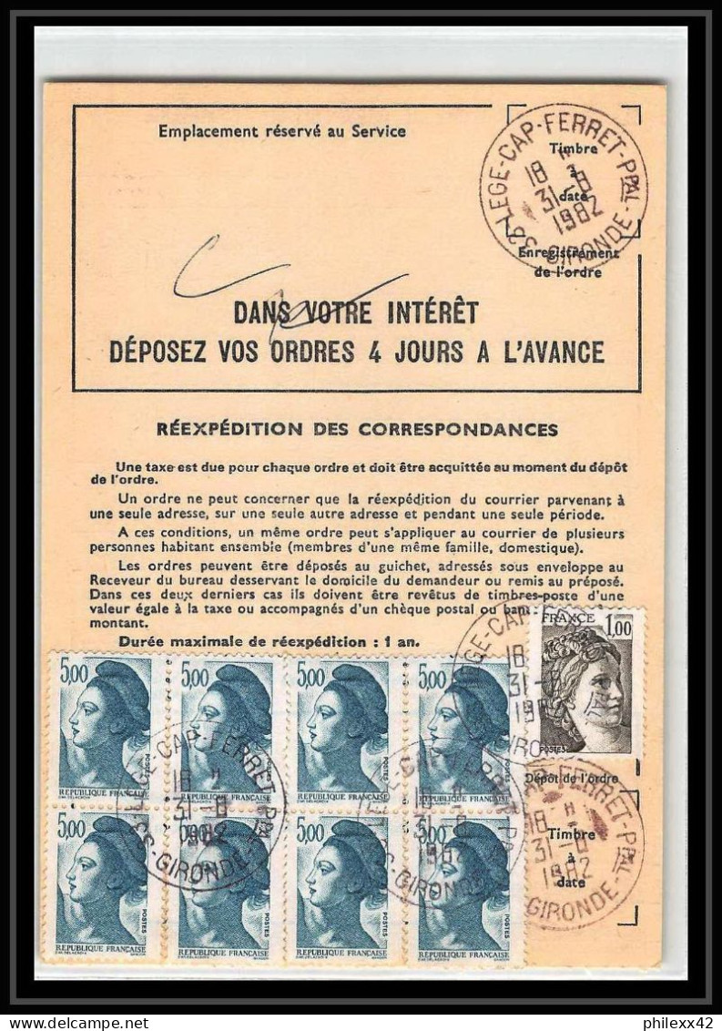 50373 Cap Ferret Gironde Liberté Ordre Reexpedition Temporaire France - 1982-1990 Liberté (Gandon)