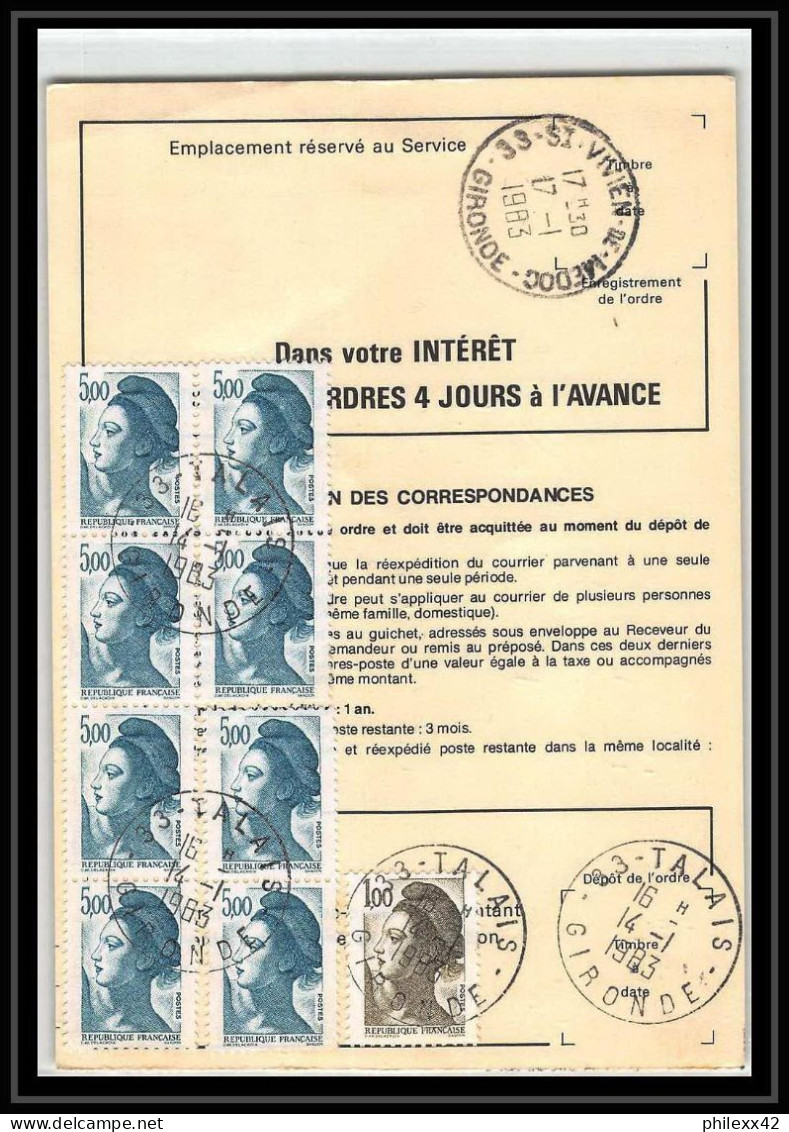 50366 Saint-Vivien-de-Médoc Gironde Liberté Ordre Reexpedition Temporaire France - 1982-1990 Liberté De Gandon