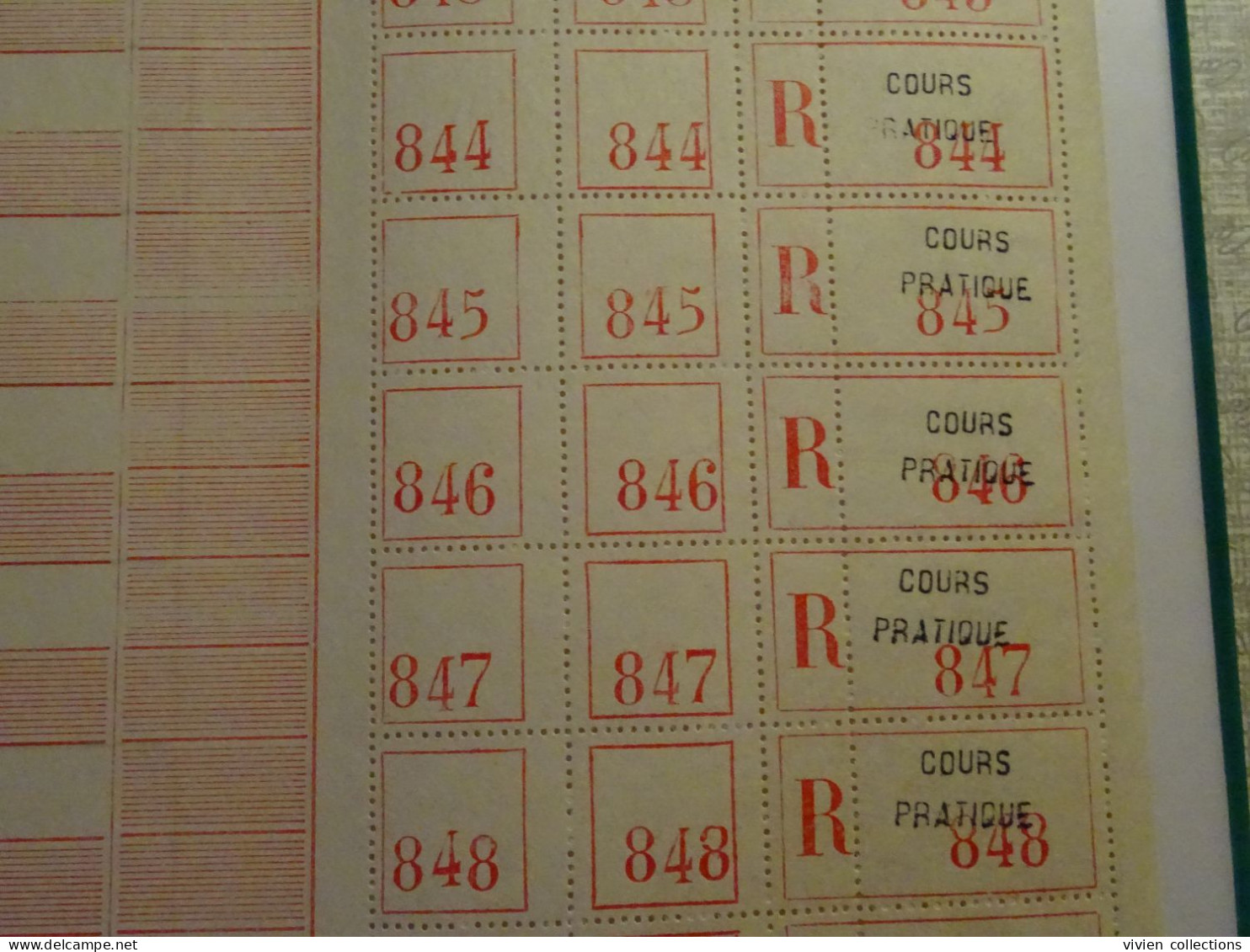 France Cours Centre D'instruction Orléans 1954 Planche Vierge De 10 étiquette De Recommandations Valeurs Déclarées Et AR - Instructional Courses