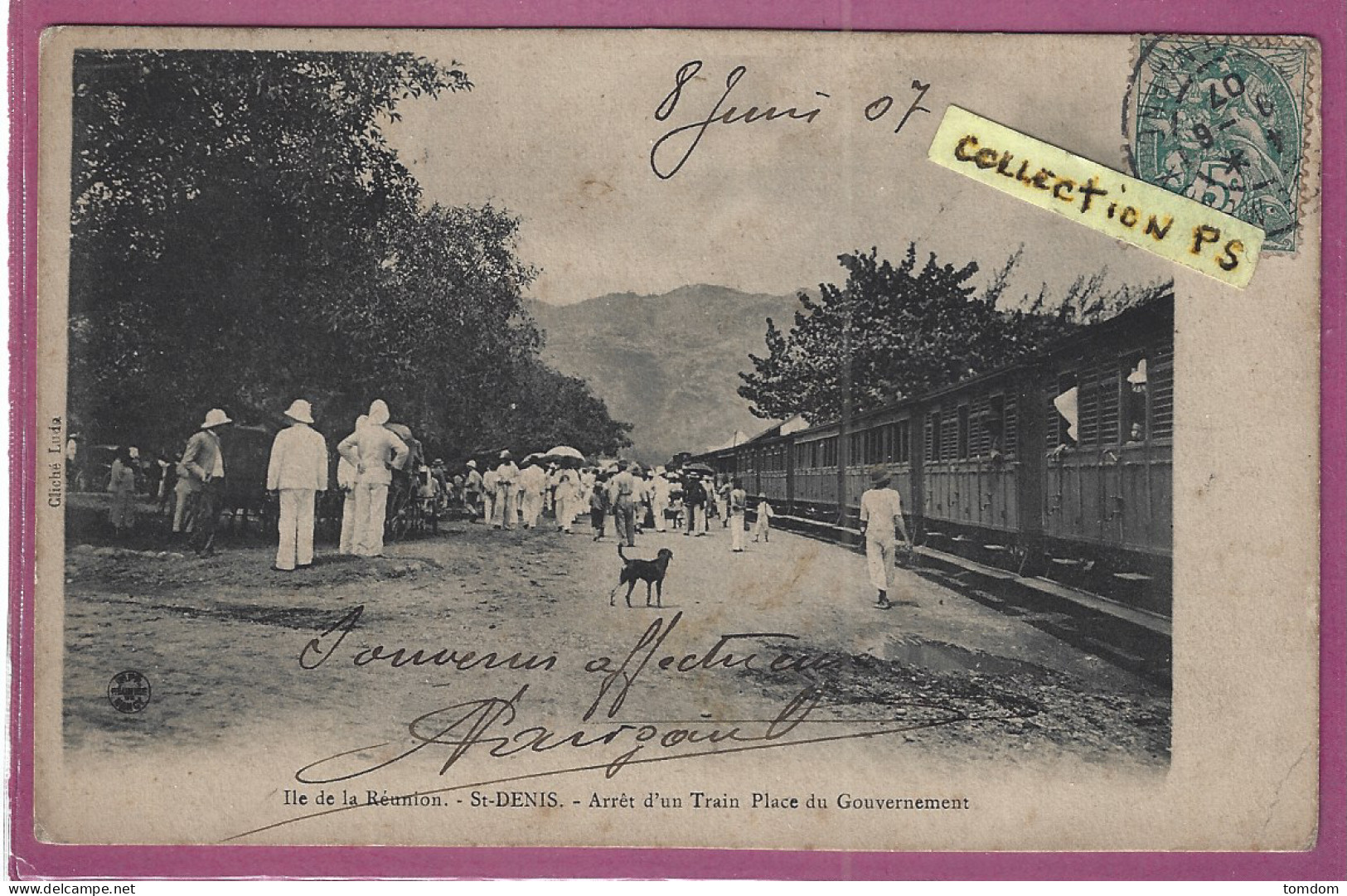 Île De La Réunion *** St Denis-Arret D'un Train Place Du Gouvernement (Voyagée 1907) DERNIER JOUR%%% - Saint Denis