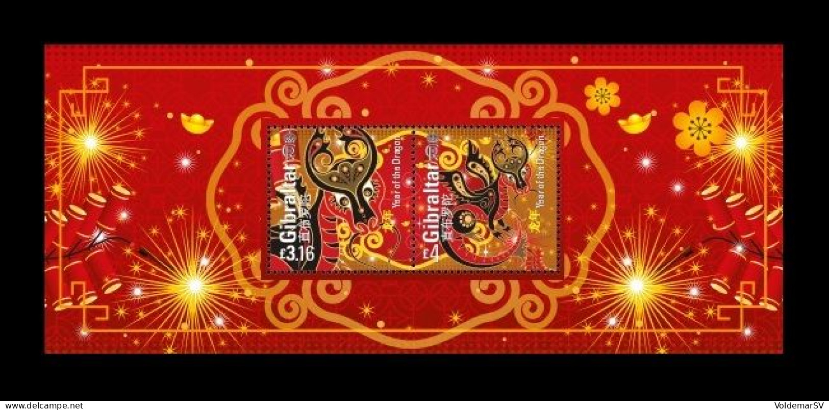 Gibraltar 2024 Mih. 2134/35 (Bl.162) Lunar New Year. Year Of The Dragon MNH ** - Gibraltar