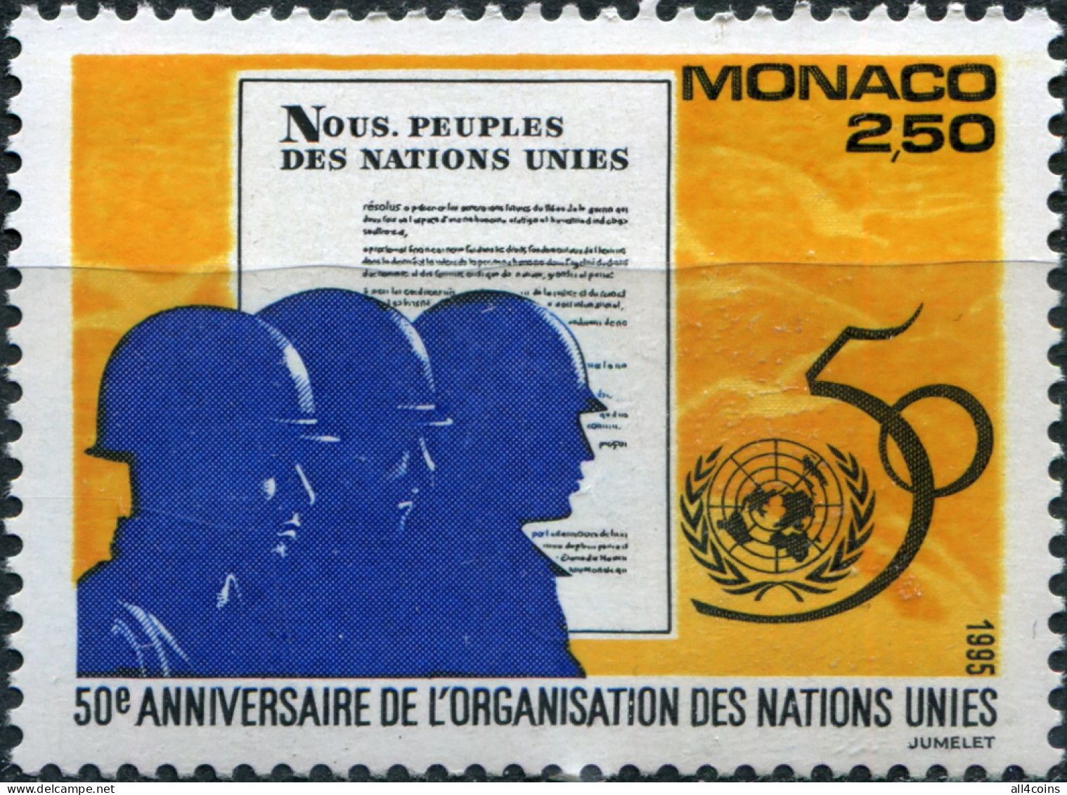 Monaco 1995. 50th Anniversary Of United Nations. Peacekeepers (MNH OG) Stamp - Neufs