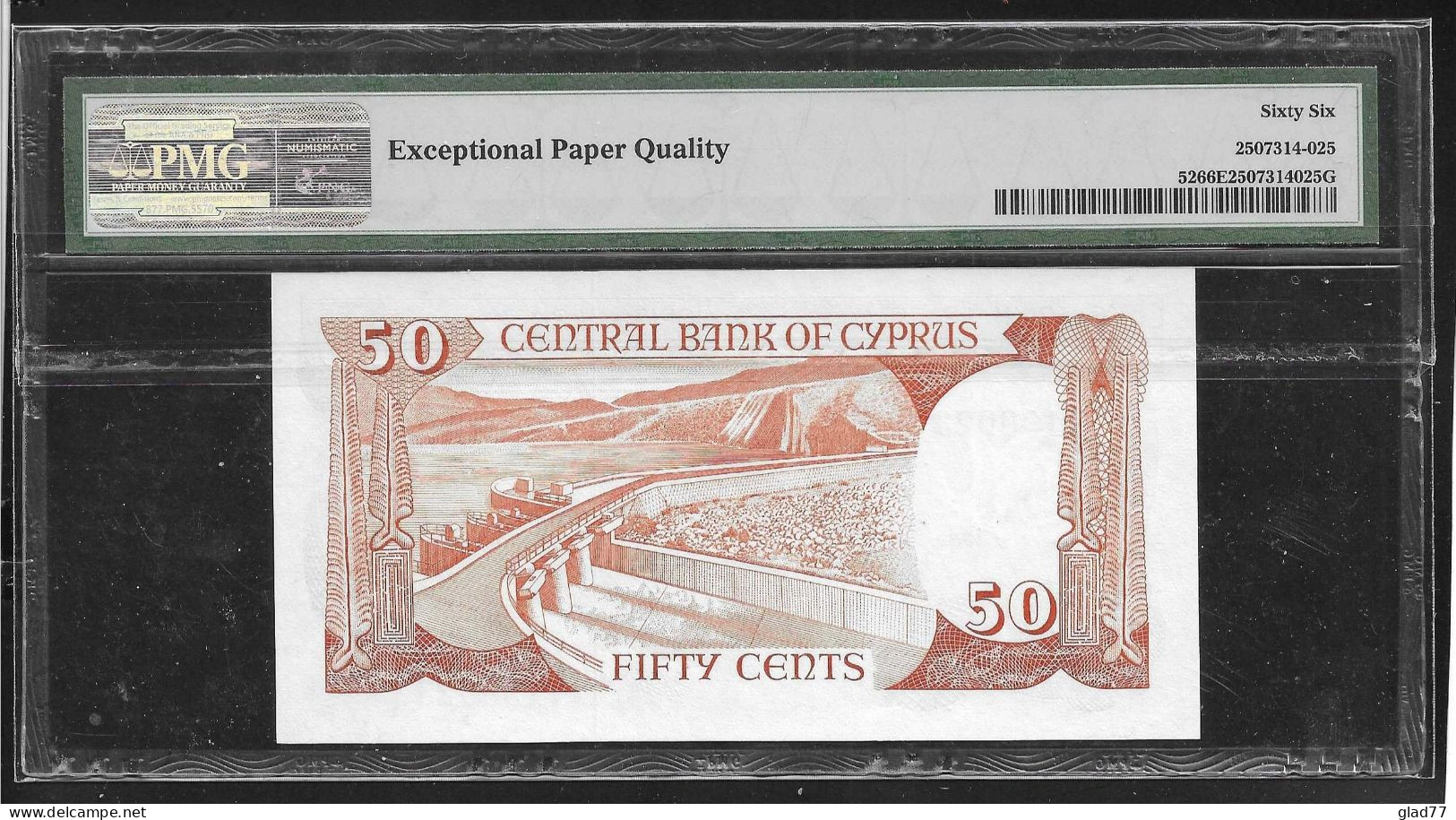 Cyprus  50 Sent 1.11.1989 PMG   66 EPQ  GEM UNC! - Chipre