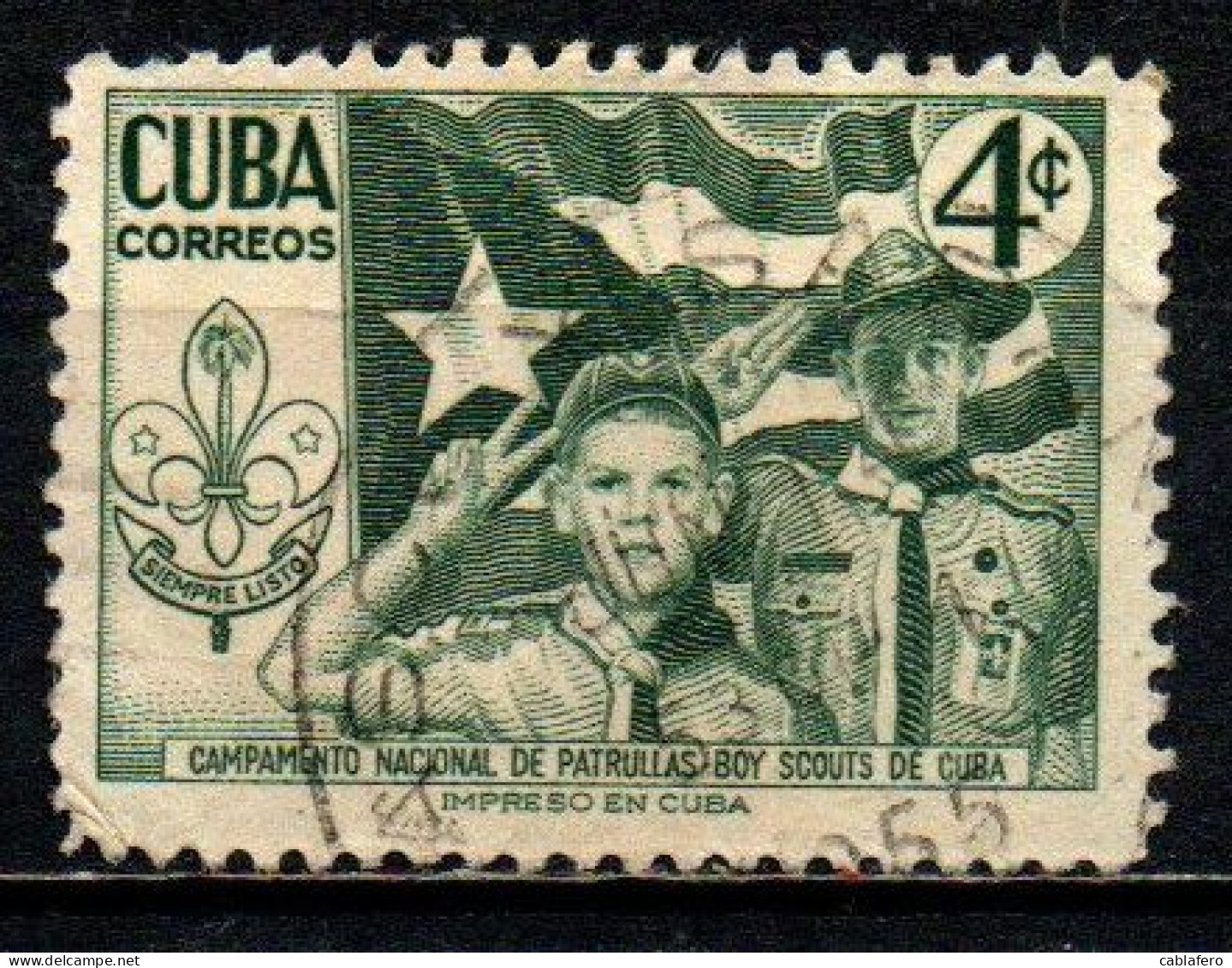 CUBA - 1954 - Cuban Flag And Scouts Saluting - USATO - Usati