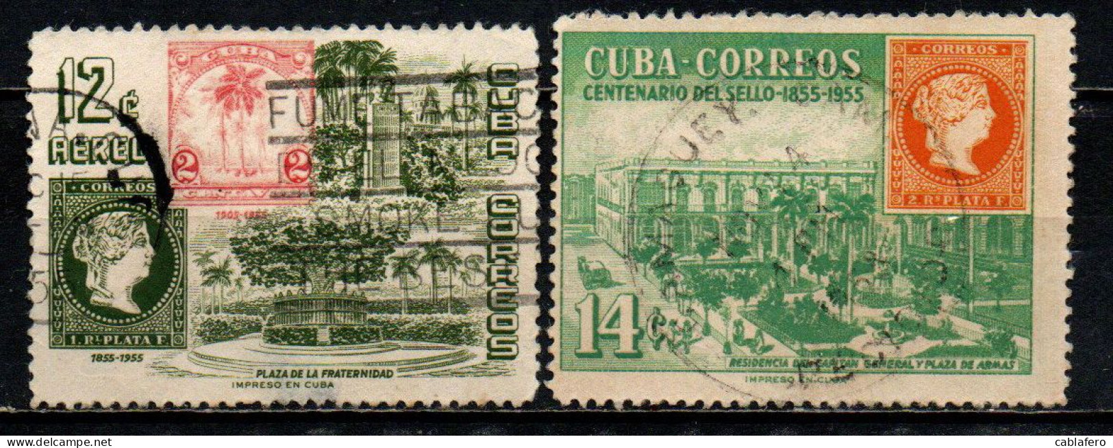 CUBA - 1955 - CENTENARIO DEL FRANCOBOLLO - USATI - Gebruikt