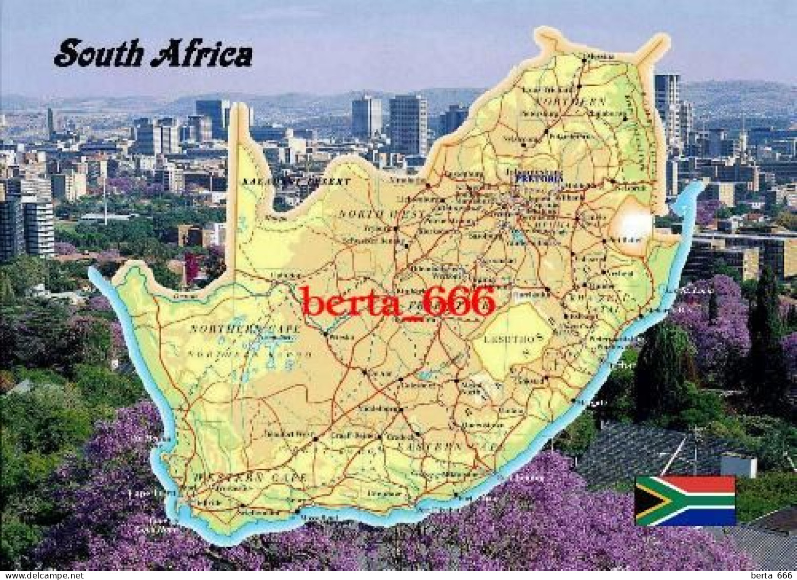 South Africa Country Map New Postcard * Carte Geographique * Landkarte - Südafrika