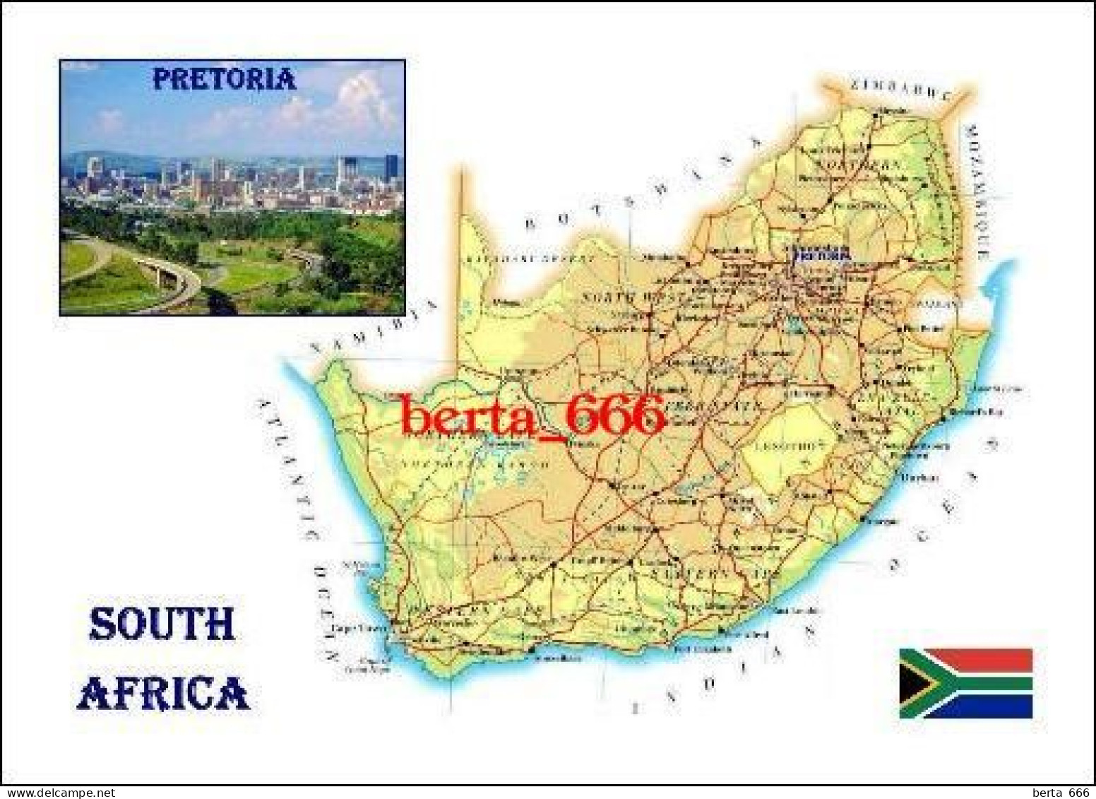 South Africa Country Map New Postcard * Carte Geographique * Landkarte - Afrique Du Sud