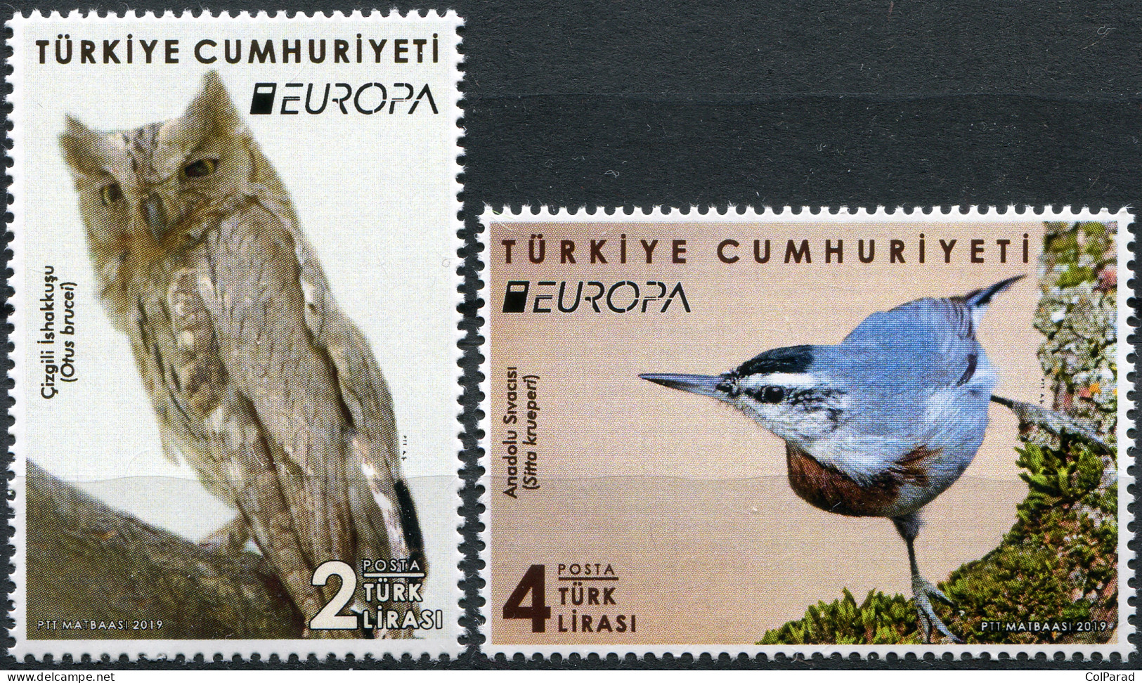 TURKEY - 2019 - SET OF 2 STAMPS MNH ** - National Birds - Unused Stamps