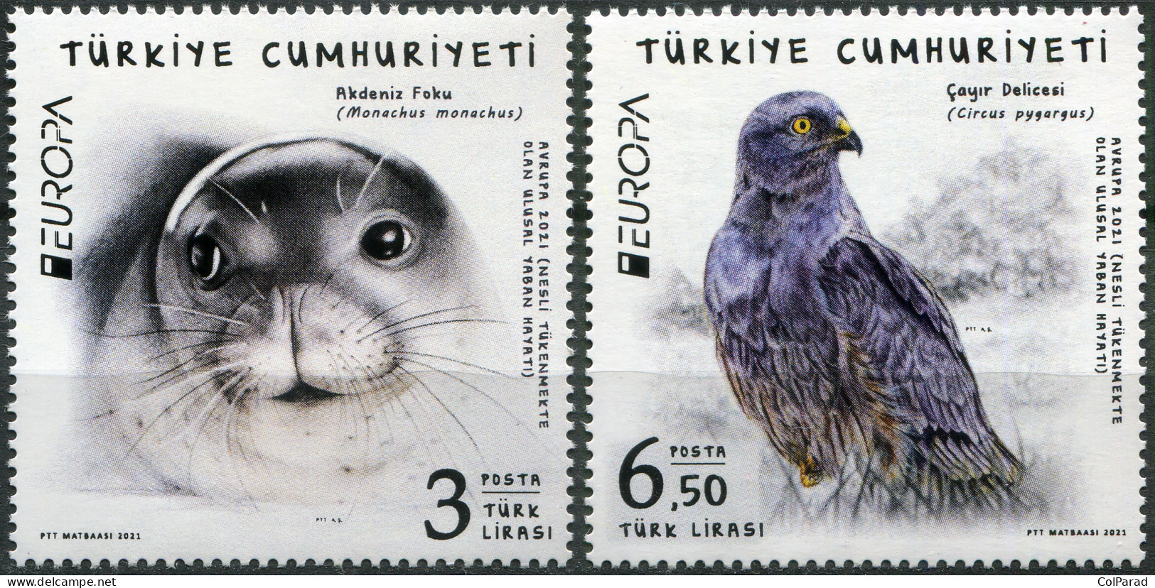 TURKEY - 2021 - SET OF 2 STAMPS MNH ** - Endangered National Wildlife - Neufs