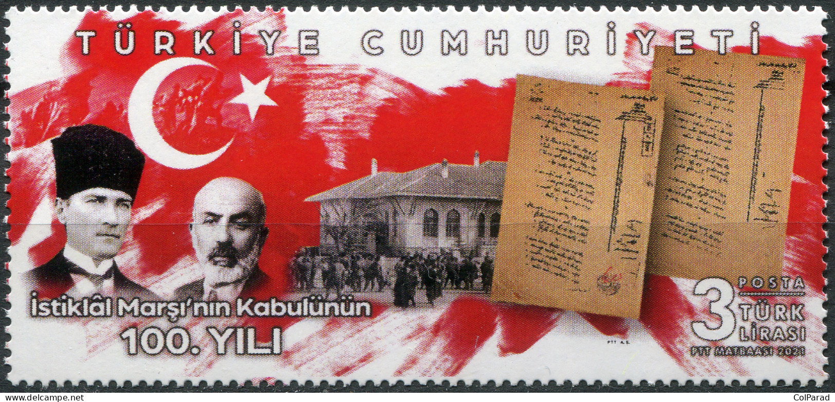 TURKEY - 2021 - STAMP MNH ** - 100th Anniversary Of The National Anthem - Nuovi