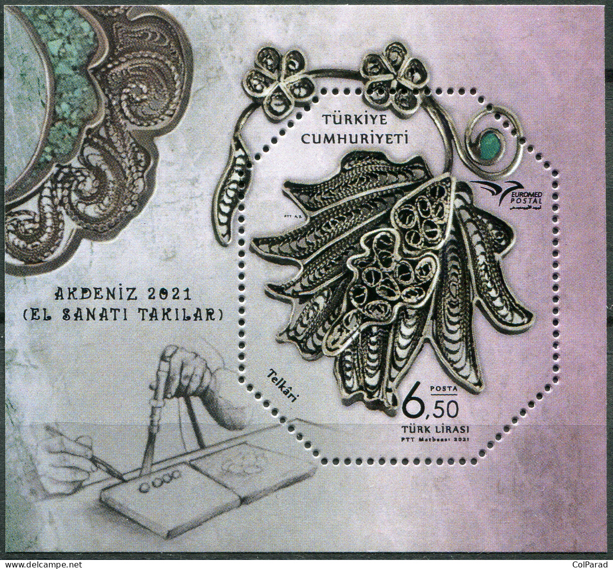 TURKEY - 2021 - SOUVENIR SHEET MNH ** - Handicraft Jewelry - Unused Stamps