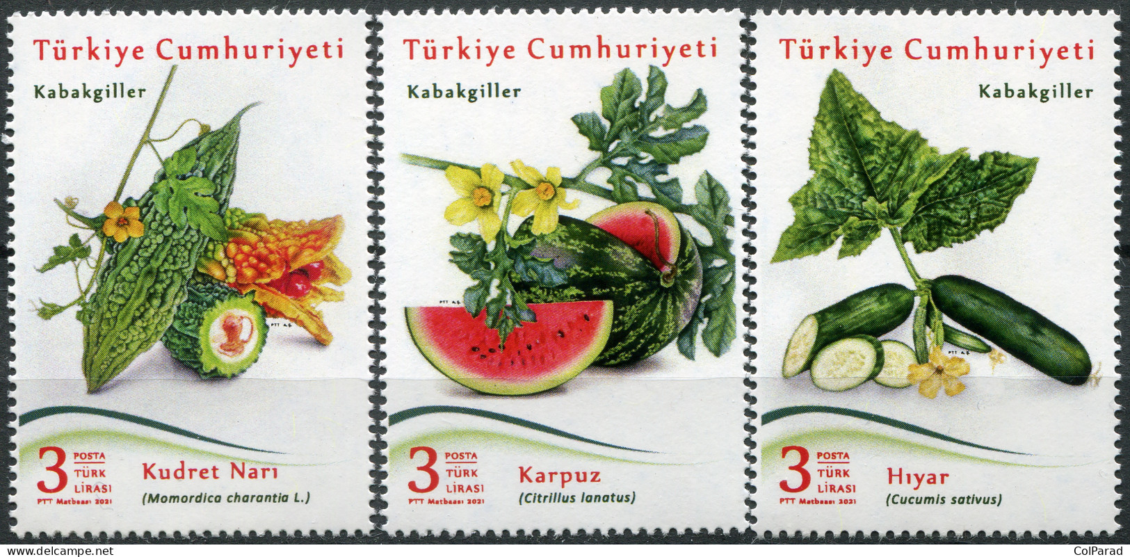 TURKEY - 2021 - SET OF 3 STAMPS MNH ** - Plants Of The Pumpkin Family - Ongebruikt