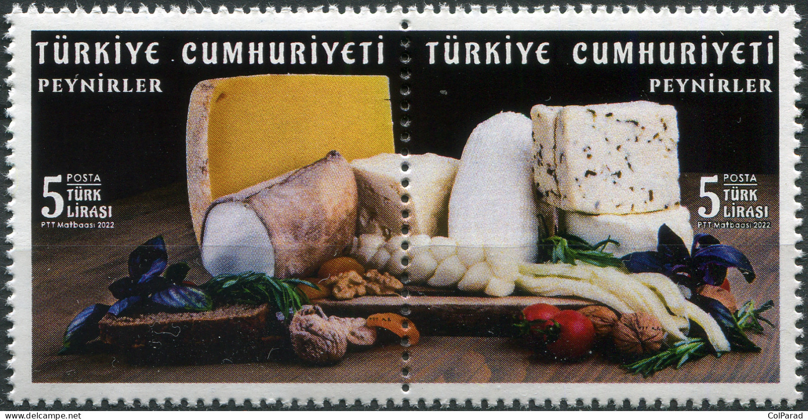 TURKEY - 2022 - BLOCK OF 2 STAMPS MNH ** - Cheeses Of Turkey - Unused Stamps