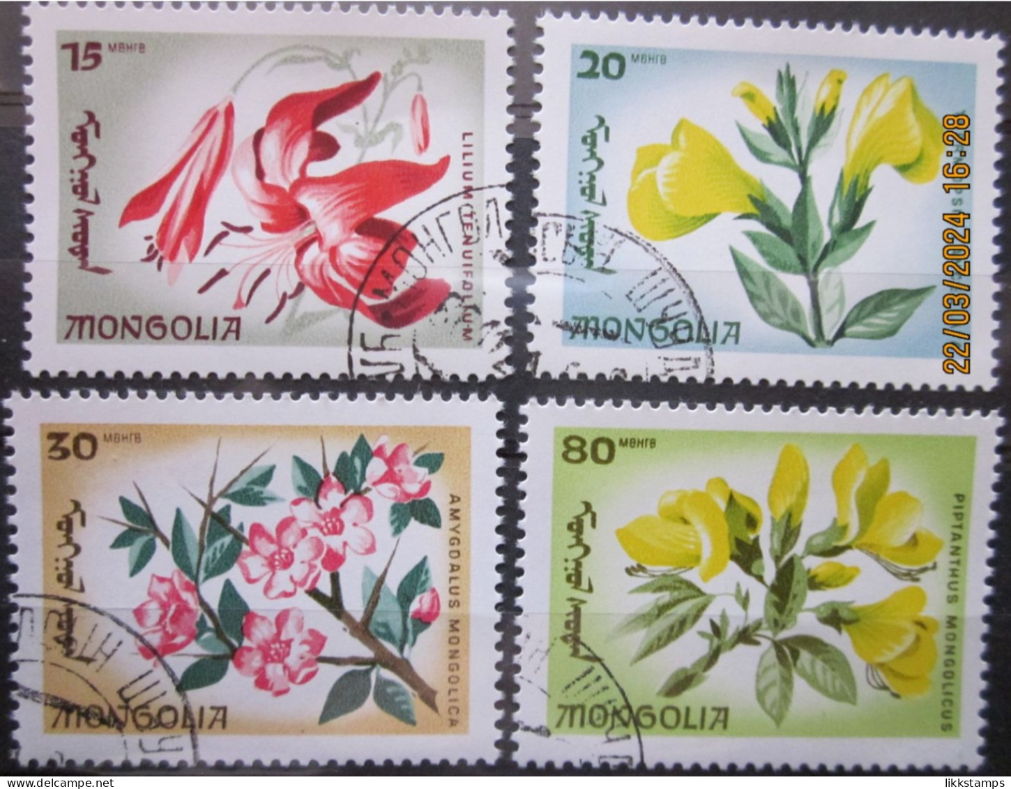 MONGOLIA ~ 1966 ~ S.G. NUMBERS 415 - 417 + 419, ~ FLOWERS. ~ VFU #03468 - Mongolei