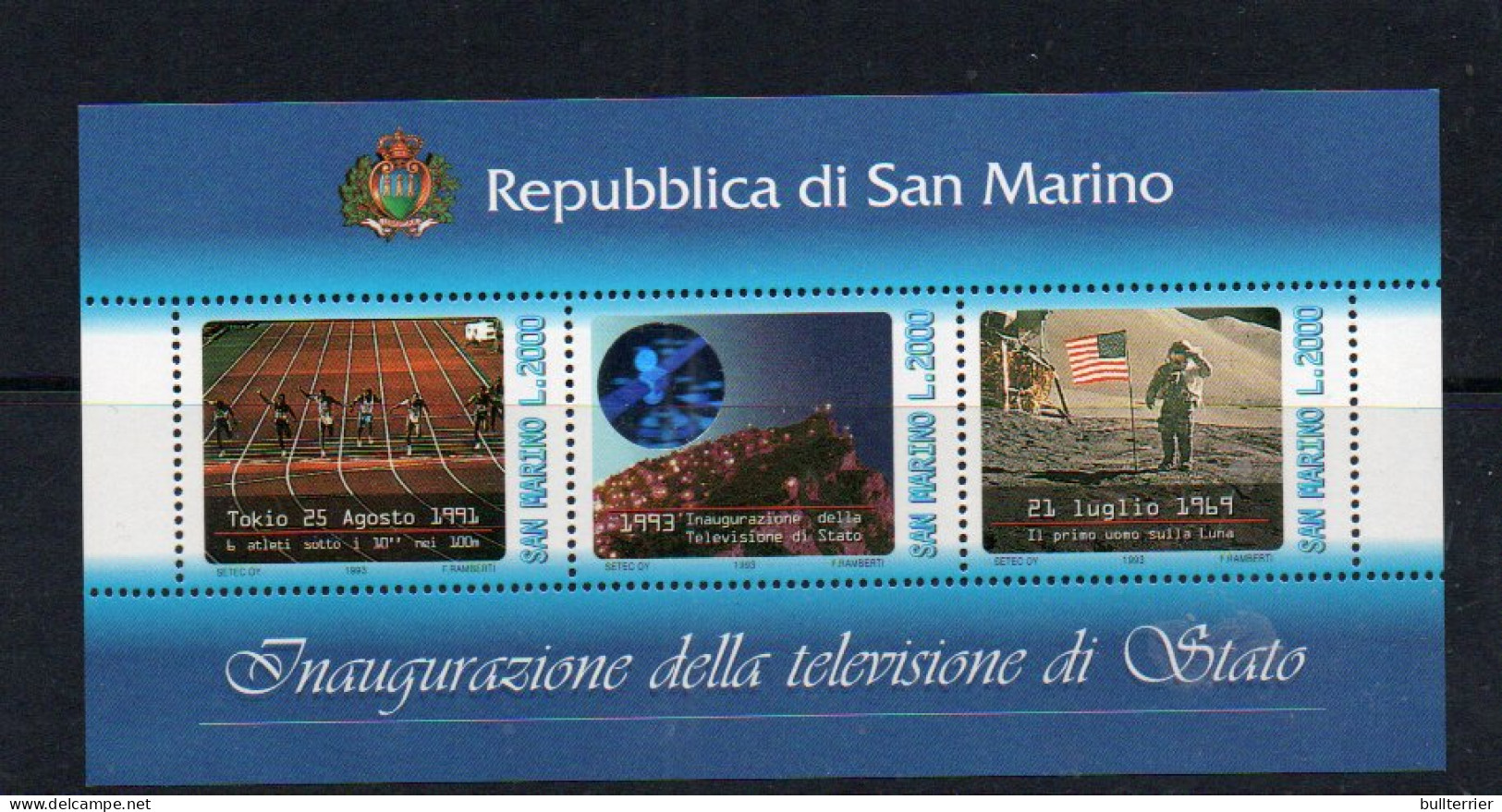 HOLOGRAMS - SAN MARINO - 1993- TELEVISION  HOLOGRAM SOUVENIR SHEET  MINT NEVER HINGED  - Hologrammes