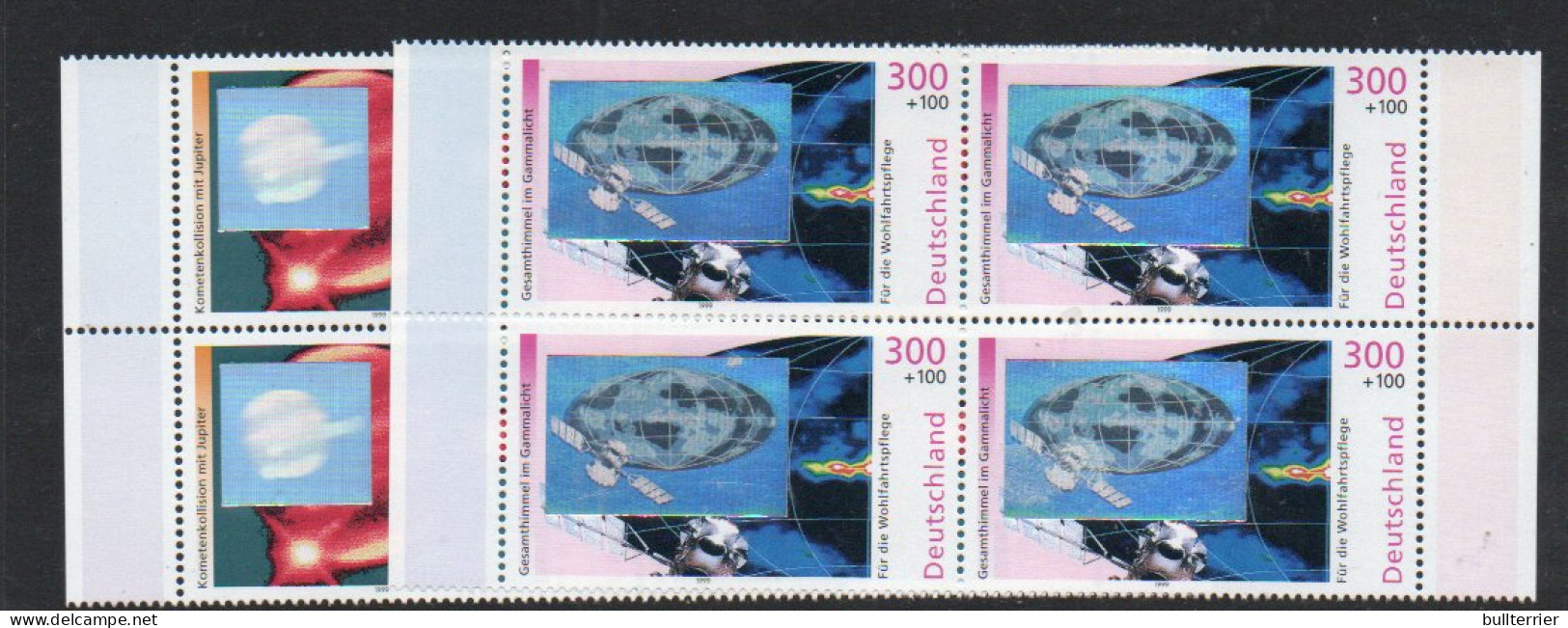 HOLOGRAMS -GERMANY - 1999 - RELIEF 110 PFG AND 300PFG BLOCKS OF 4 MINT NEVER HINGED, SG CAT £37 - Hologrammen