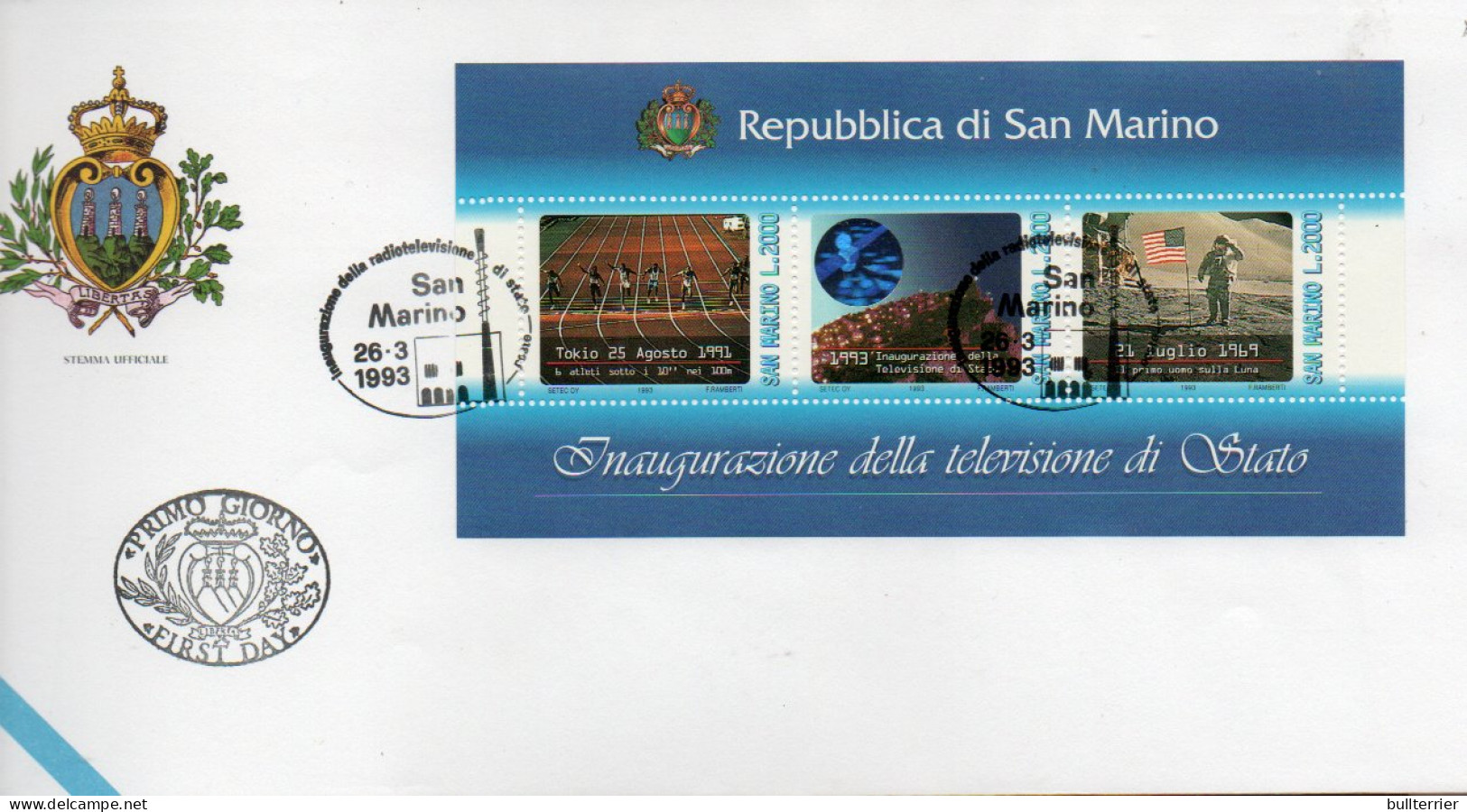 HOLOGRAMS - SAN MARINO - 1993- TELEVISION  HOLOGRAM SOUVENIR SHEET  ON FDC  - Hologrammen