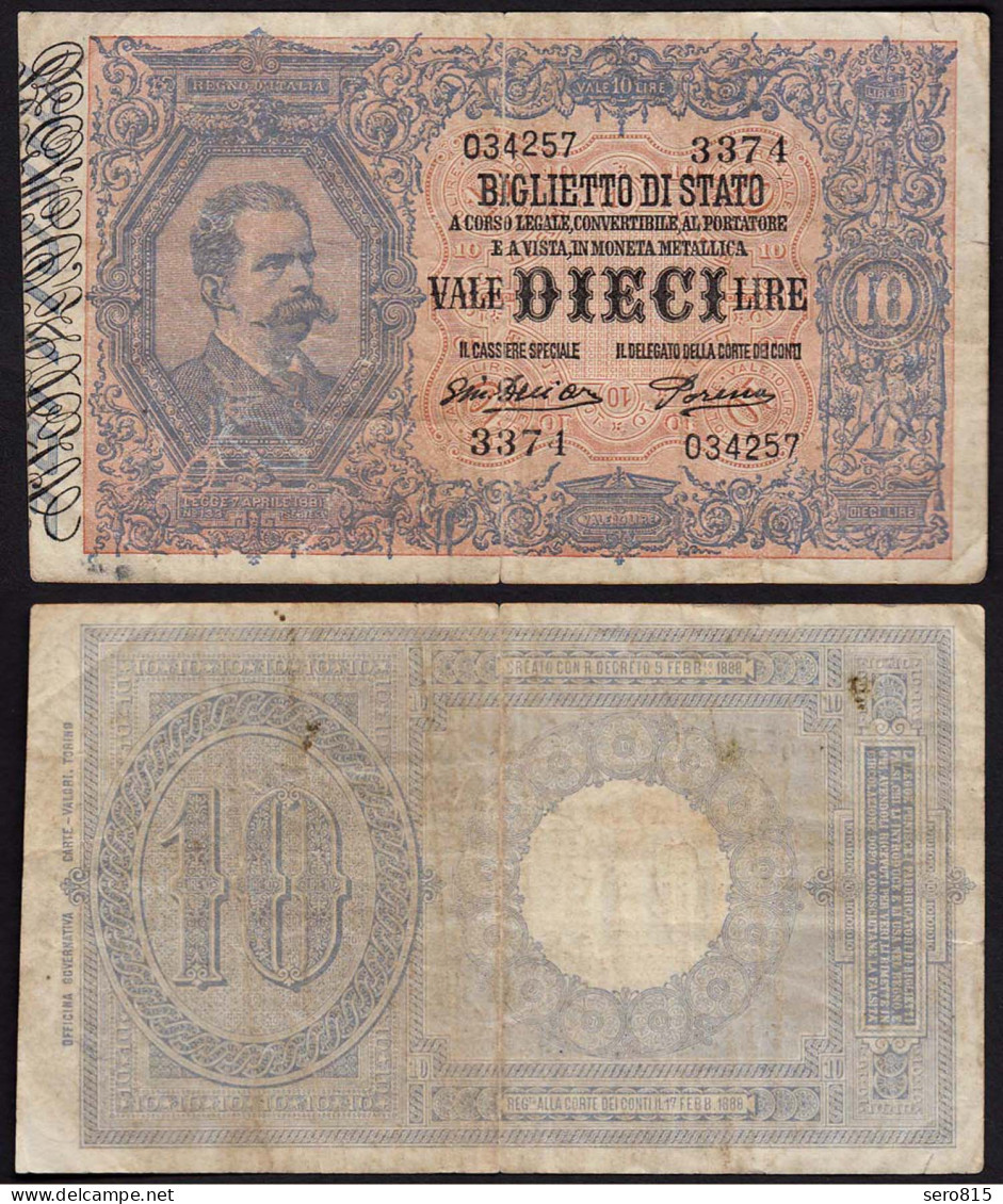 Italien - Italy  10 Lire Banknote 1918 F (4) Pick 20g    (15027 - Otros & Sin Clasificación