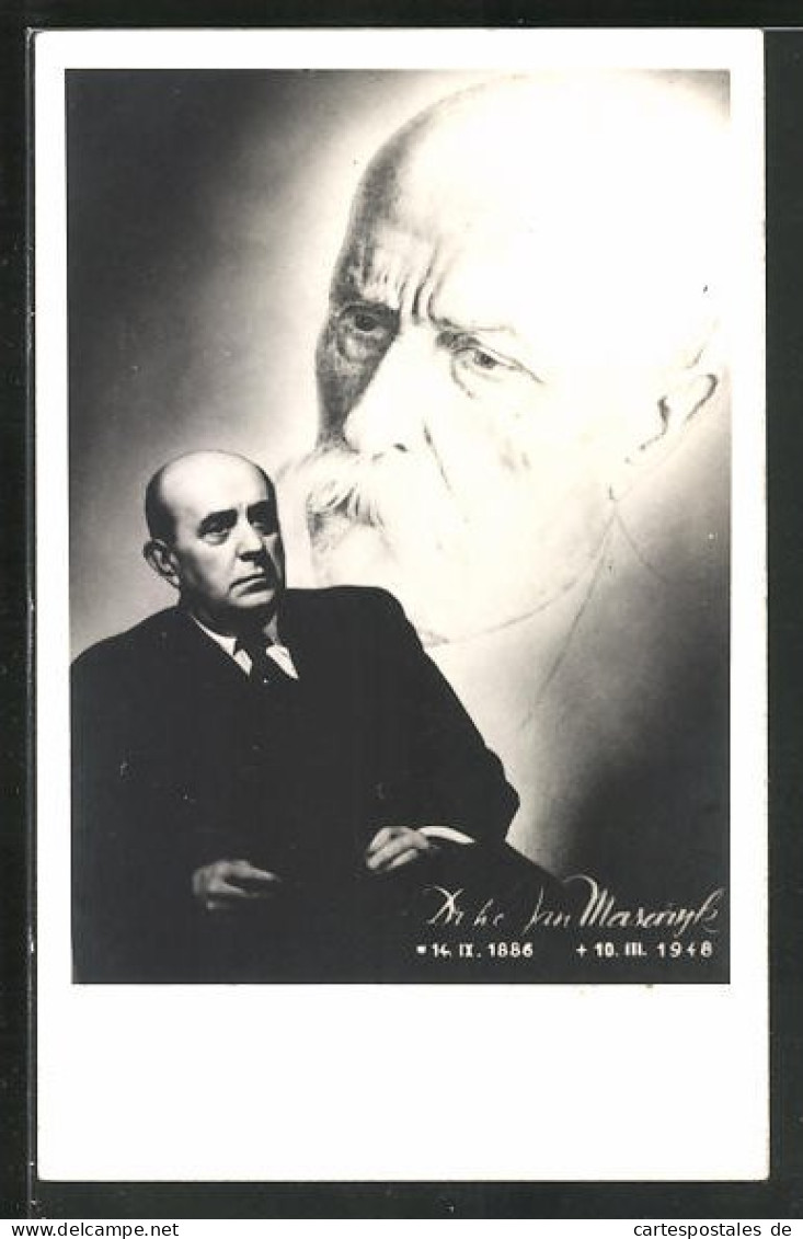 AK Porträtbild Von Präsident Masaryk (TGM)  - Politicians & Soldiers