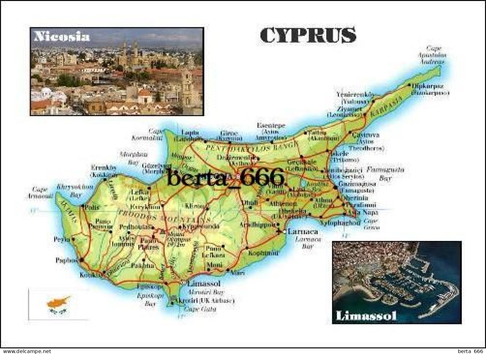 Cyprus Country Map New Postcard * Carte Geographique * Landkarte - Zypern