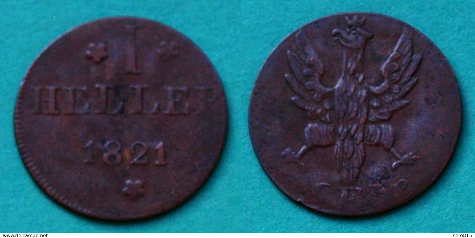 Frankfurt Altdeutsche Staaten 1 Heller Münze 1821    (22918 - Groschen & Andere Kleinmünzen
