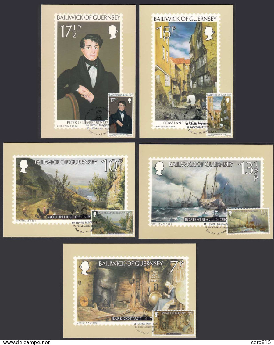 Guernsey UK 1980 Maximum Cards Gemälde Painting Mi. 213-217   (27152 - Guernsey